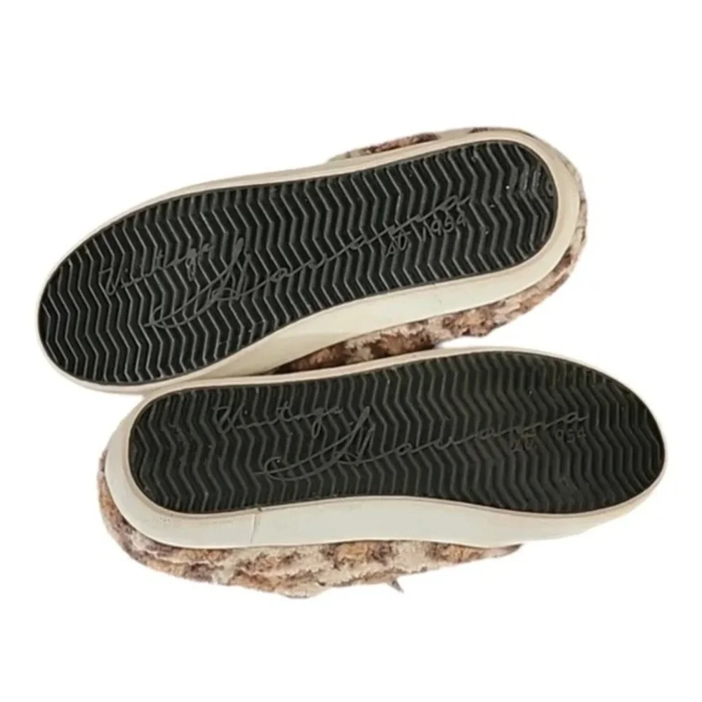 Vintage Havana Snuggle Leopard Fur & Leather Sneaker Slippers 8.5